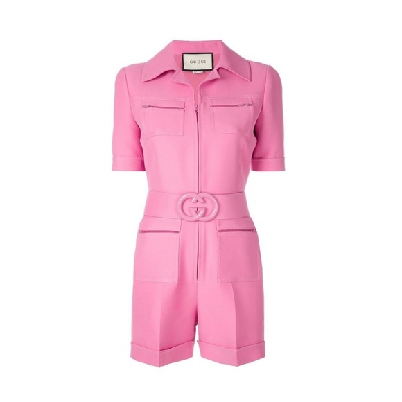 GUCCI WOOL SILK CREPE CADY ROMPER W/ GG BELT Size 4(US) - Picture 3 of 10